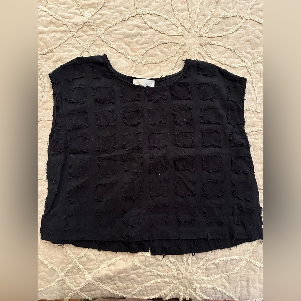 Corey Lynn Calter Black Textured Crop Top